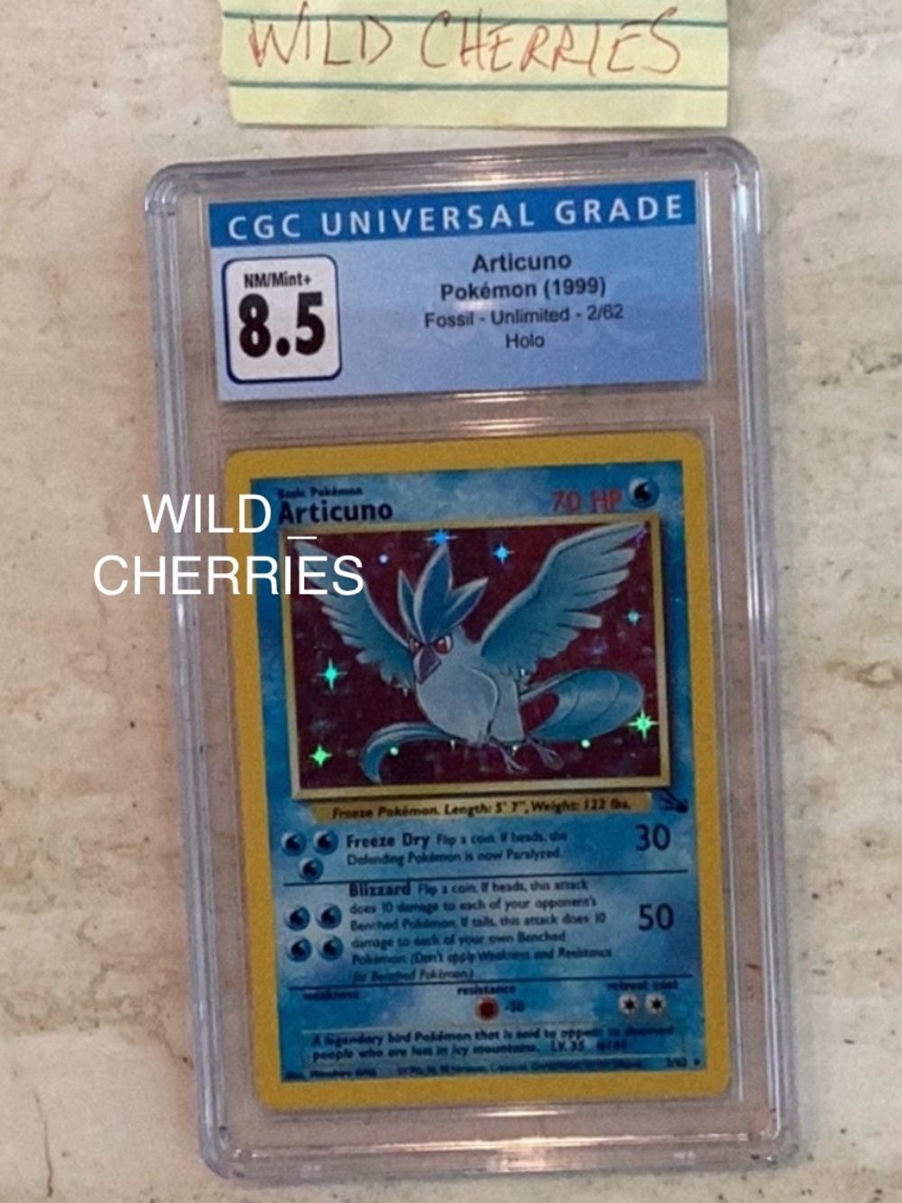 Articuno 1999 Pokemon Fossil Holo Rare 2/62 Unlimited CGC 8.5 TCG #2 WOTC - Picture 3 of 3